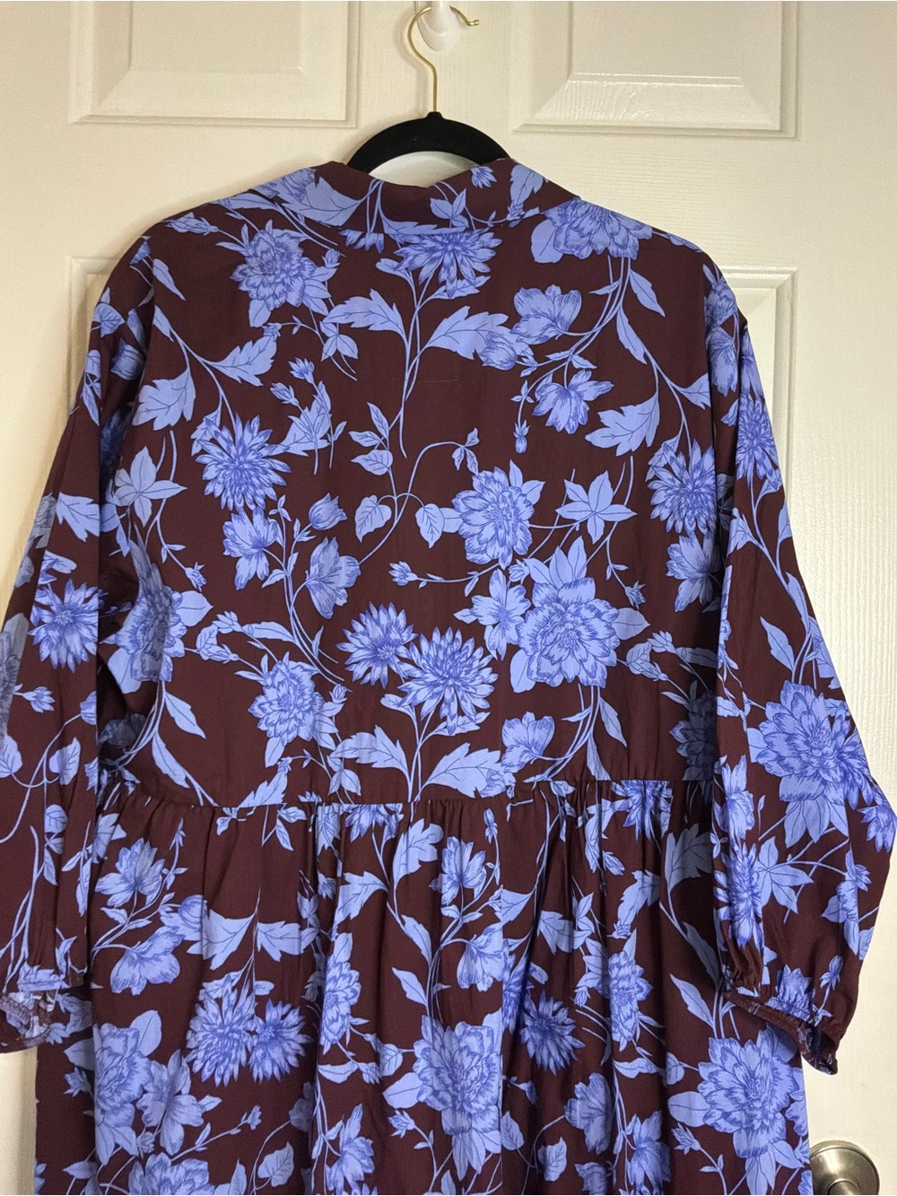 Anthropologie Maeve Brown Maxi Dress with Lavender Floral Print - Picture 8 of 8